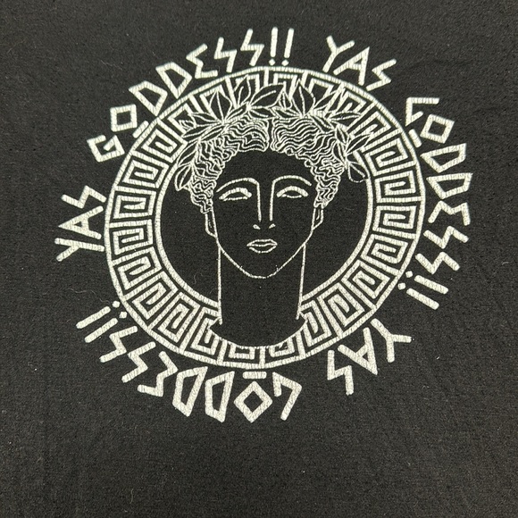 Fervour Greek goddess Graphic T cap sleeve scoop neck bodycon black size S - Picture 2 of 3